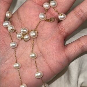 Elegant White Pearl & Gold Chain Necklace